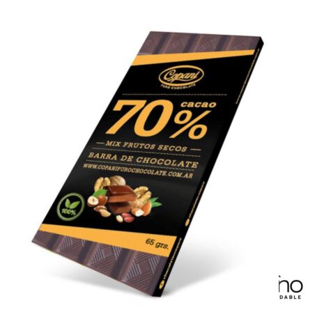 Barra de Chocolate Frutos Secos 70% Cacao 63gr - Copani